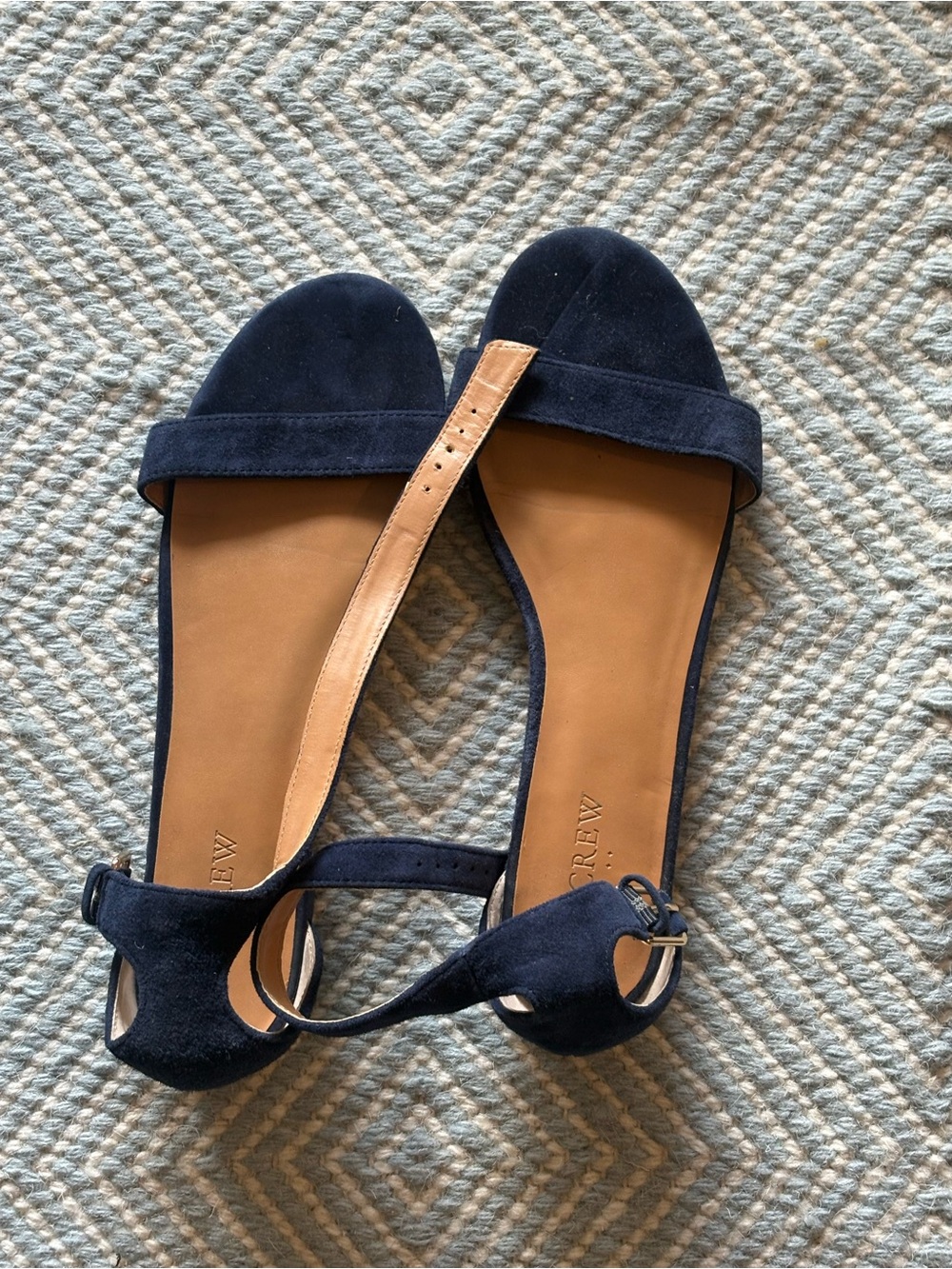 J. Crew Navy Suede Open-Toe Ankle-Strap Sandals